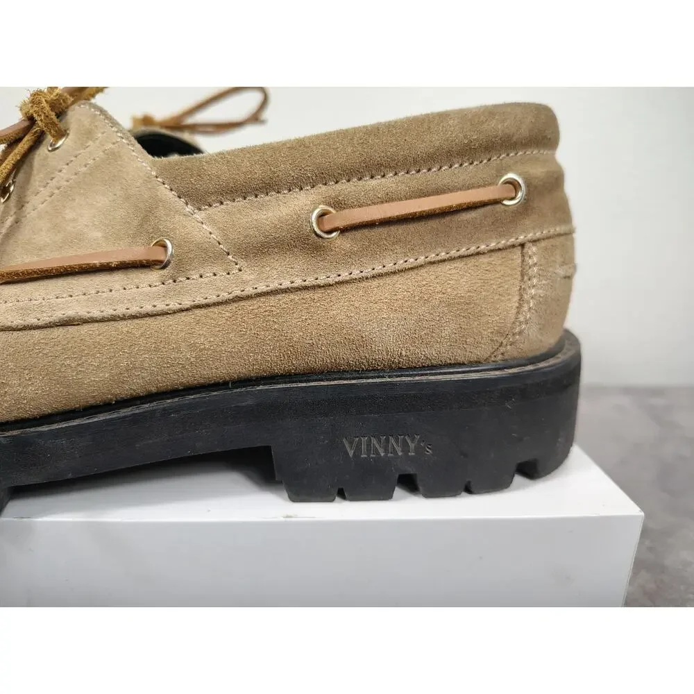 VINNY’s Aztec Boat Shoes Men's 13 Beige Suede Vibram Loafers Made In Portugal